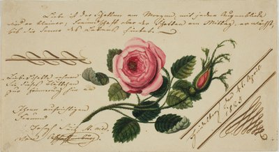 Unbetiteltes Valentinsbild (Rosa Blume) von Unknown artist