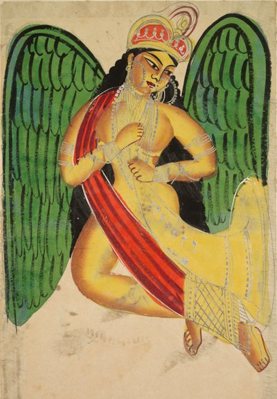 Geflügelte Apsara mit einem Horn (recto) von Unknown artist