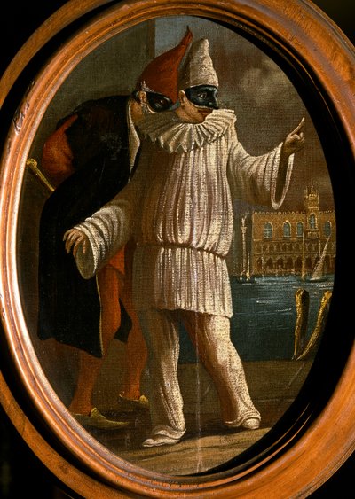 Pulcinella und Pantalone. 18. Jahrhundert von Venetian School
