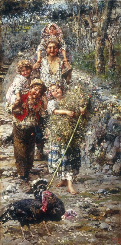 Kinder mit Truthähnen von Vicenzo Irolli