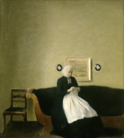Innenraum mit der Mutter des Künstlers von Vilhelm Hammershoi