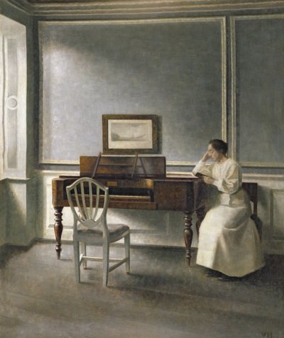 Frau liest am Klavier, 1907 von Vilhelm Hammershoi