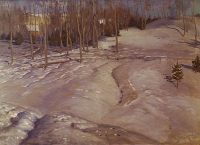 Winterlandschaft. Märzabend, ca. 1900 von Vilhelms Purvitis