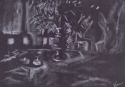 Pflanze im Raum bei Kerzenlicht von Vincent Alexander Booth