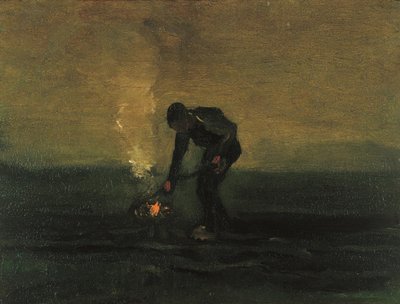 Bauer beim Verbrennen von Unkraut von Vincent van Gogh