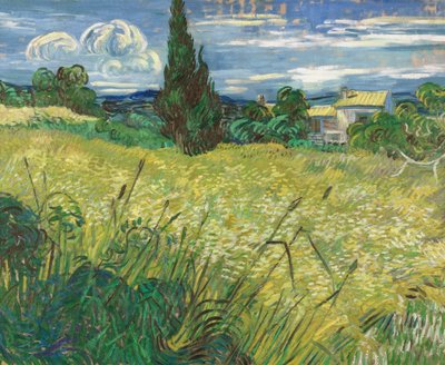 Grünes Weizenfeld mit Zypresse von Vincent van Gogh