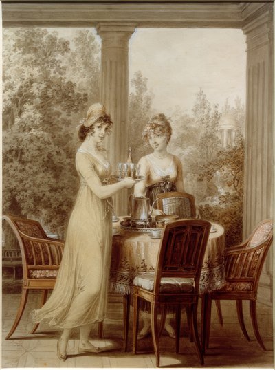 Zwei Damen im Pavillon von Vincenz Georg Kininger