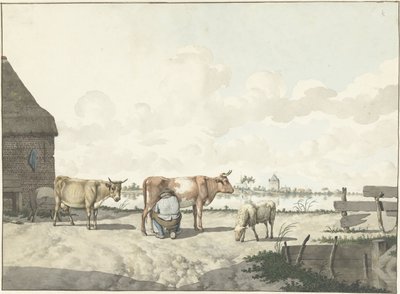 Melkender Bauer von W. Barthautz