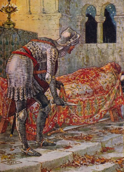 Sir Lancelot in der Kapelle Perilous, 1911 von Walter Crane