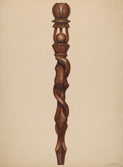 Schnitzerei eines Holzfällers, ca. 1938 von Walter Hochstrasser