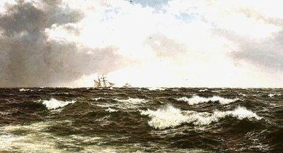 Meereslandschaft mit Schiffen im Kanal von Walter Shaw