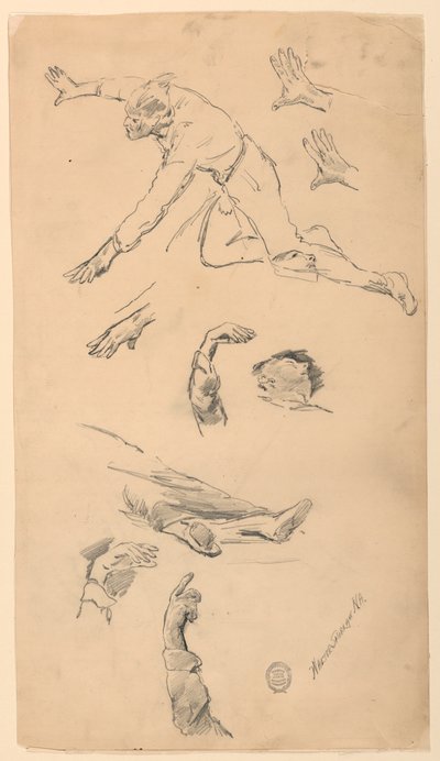 Studien von Händen und Figuren von Walter Shirlaw