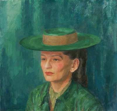 Grete Gamerith mit grünem Hut von Walther Gamerith