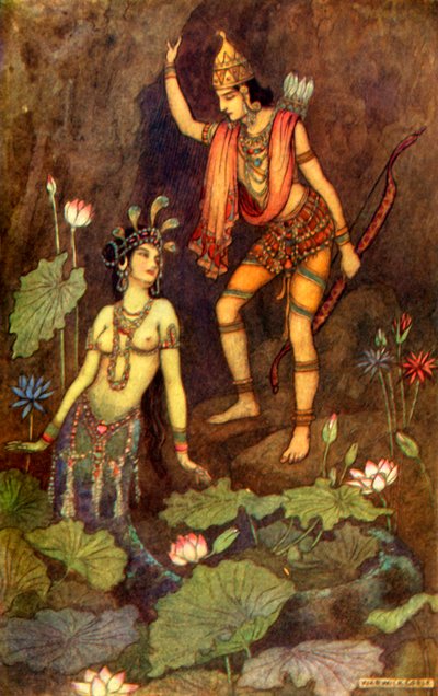 Arjuna und die Flussnymphe von Warwick Goble