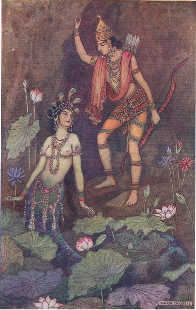 Arjuna und die Flussnymphe von Warwick Goble