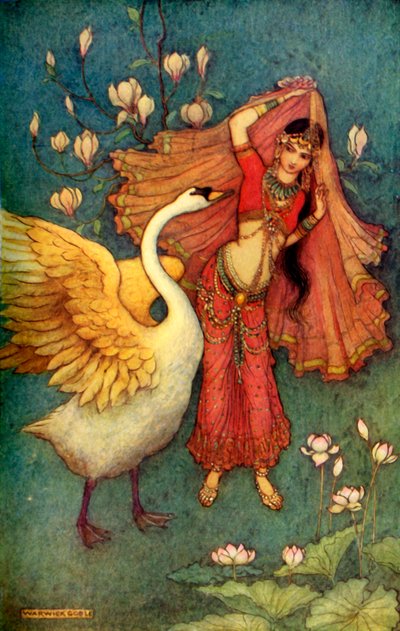 Damayanti und der Schwan, 1913 von Warwick Goble