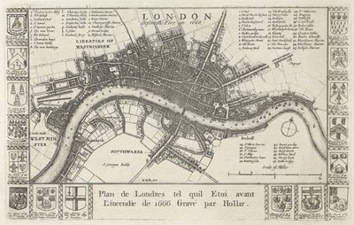 London vor dem Brand von 1666 von Wenceslaus Hollar