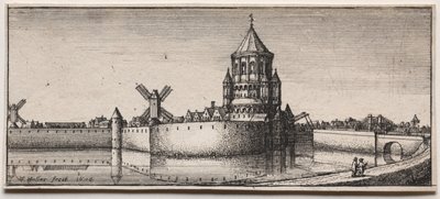 Stadttor mit Wassergraben von Wenceslaus Hollar