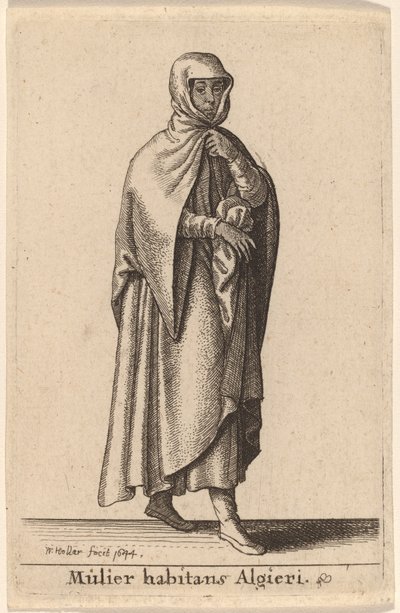 Frau, die in Algier lebt von Wenceslaus Hollar