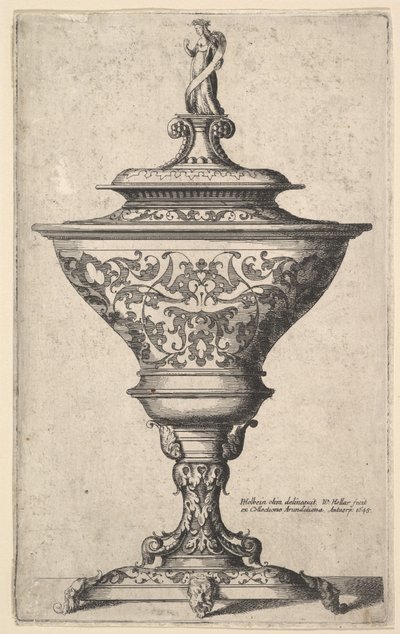 Verzierter Kelch auf Maskenfüßen von Wenceslaus Hollar