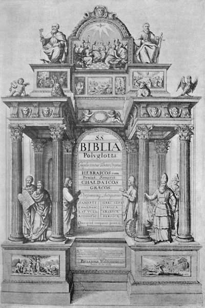 Titelseite der Waltons Polyglot-Bibel von Wenceslaus Hollar