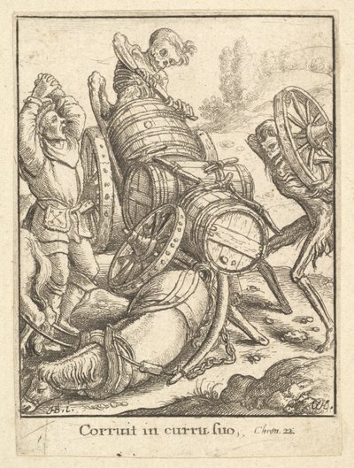 Fuhrmann, aus dem Totentanz, 1651 von Wenceslaus Hollar