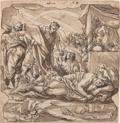 Die Trunkenheit Noahs von Werner Kübler after Tobias Stimmer
