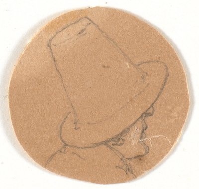 Männerkopf mit hohem Hut. Profil nach rechts von Wilhelm Bendz