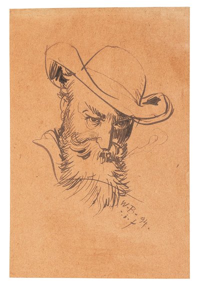 Selbstporträt mit Hut, 1894 von Wilhelm Busch