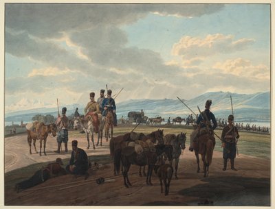 Russische Kosaken auf dem Marsch von Wilhelm Kobell Ritter von