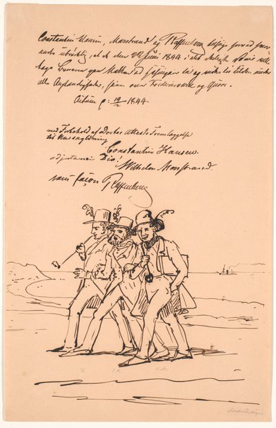 Marstrand, Constantin Hansen und Raffenberg auf Wanderschaft von Wilhelm Marstrand