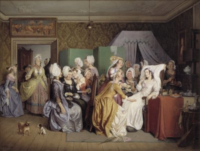 Szene aus Ludwig Holbergs Das Wochenbett von Wilhelm Marstrand