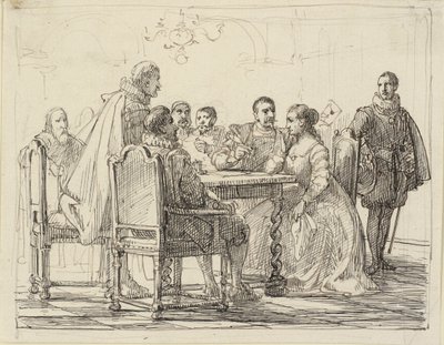 Gesellschaftsszene, Zeit von Chr. IV von Wilhelm Marstrand