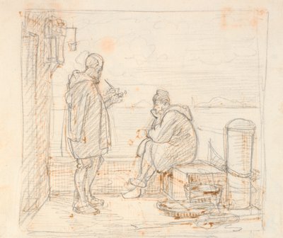 Zwei Italiener auf einer Mole am Meer von Wilhelm Marstrand