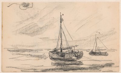 Zwei Fischerboote auf dem Meer von Willem Bastiaan Tholen