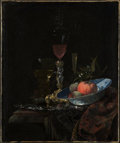 Weinglas und eine Schale mit Obst, 1663 von Willem Kalf