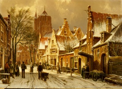 Eine Winterstraßenszene von Willem Koekkoek