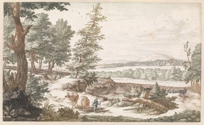 Landschaft mit Eseln auf einem Weg von Willem Swidde