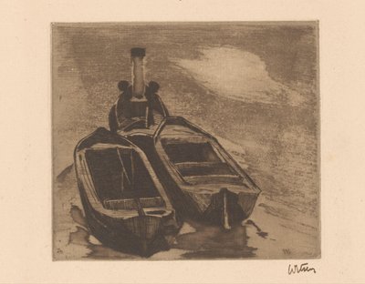 Schlepper mit zwei Kähnen von Willem Witsen (signed by artist)