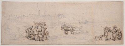 Dünenlandschaft mit Bauernfiguren von Willem van de Velde