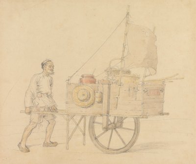 Chinesischer Träger mit seinem segelbesetzten Karren von William Alexander