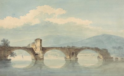 Eine Brücke über den Arno (?) von William Alfred Delamotte