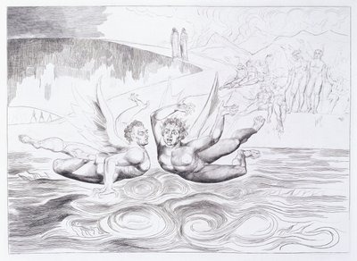 Die sechsfingrige Schlange greift Agnolo Brunelleschi an, ca. 1824-1827 von William Blake