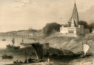 Die Bernar-Pagode, Benares, 1835 von William Daniell