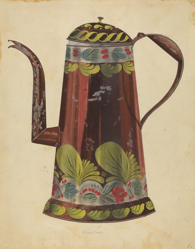 Toleware Zinn-Kaffeekanne, ca. 1937 von William Frank