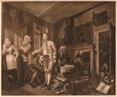 Ein Wüstling Fortschritt, Szene I, 1735 von William Hogarth