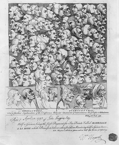 Charaktere und Karikaturen, veröffentlicht im April 1743 von William Hogarth