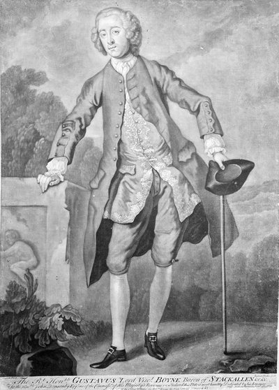 Gustavus Hamilton, graviert von Andrew Miller von William Hogarth