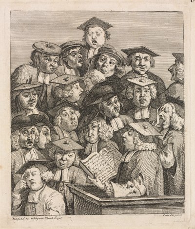 Gelehrte bei einer Vorlesung von William Hogarth
