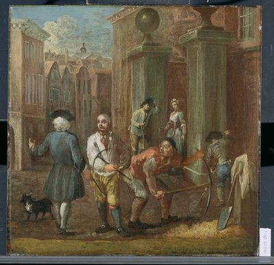 Schild für einen Pflasterer, ca. 1725 von William Hogarth